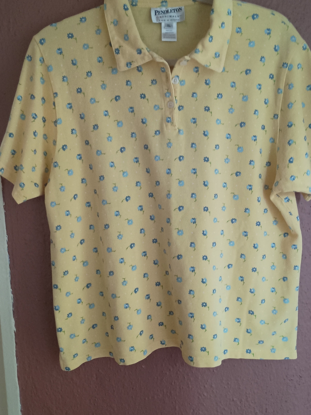 Pendleton Yellow Polo with Blue Floral Print